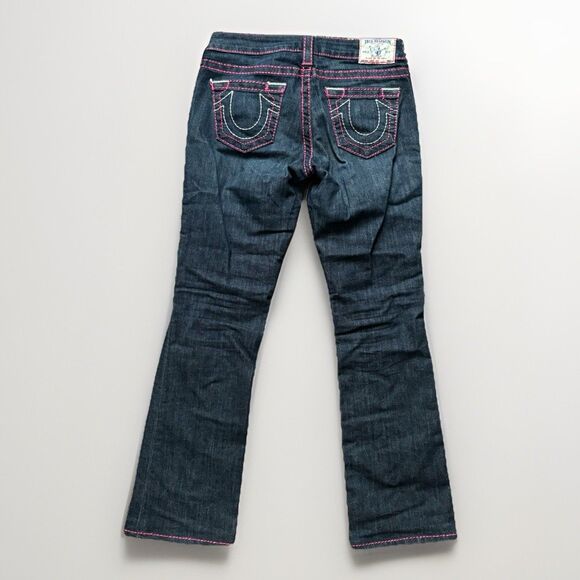 Vintage Y2K True Religion Jeans Bootcut Dark Wash Contrast Stitching Size 26 - Picture 1 of 8